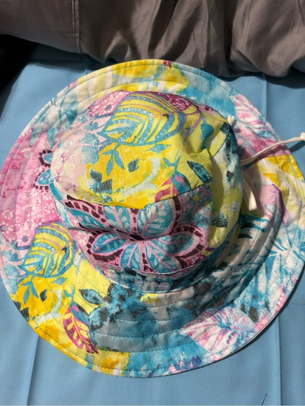 Tommy Bahama Kids Floral Bucket Hat in Yellow, Pink & Blue
